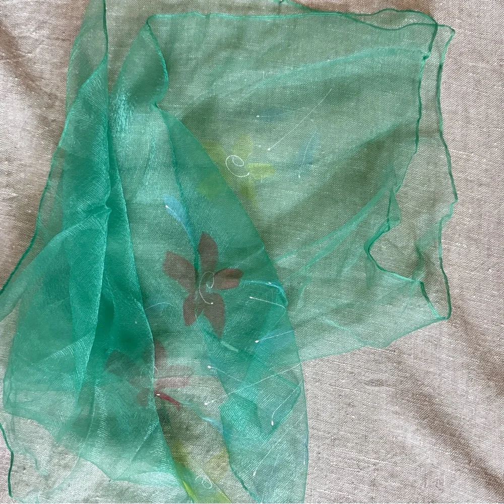 vintage chiffon scarf lot orange & green - Picture 6 of 11